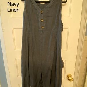 2X navy linen dress